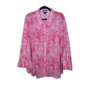 Westbound Woman 3X Pink Floral Wrinkle Free Button Down Blouse
Top 100% Cotton